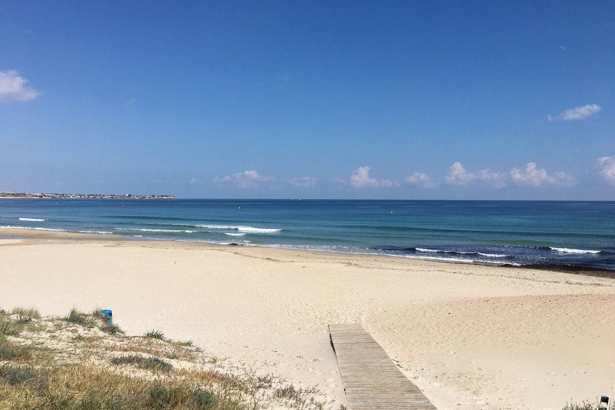 Houten vlonder naar het strand